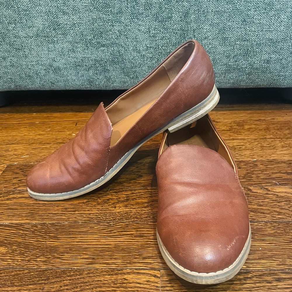 Indigo Brown Leather Slip-On Loafers